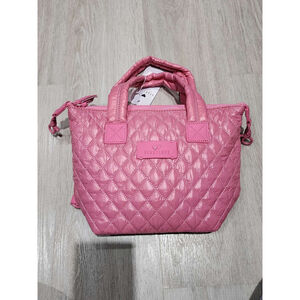 HEARTLOVE Quilted Tote Bag Pink Vegan Leather Top Handle Crossbody New